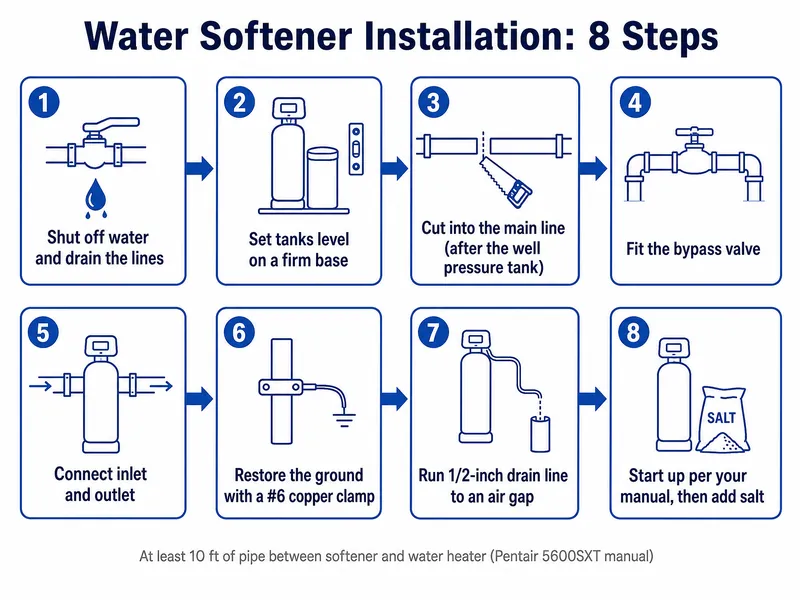 Water softener installation, step by step