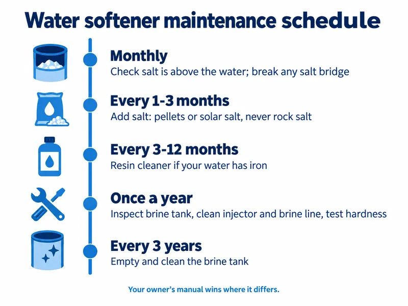Water softener maintenance checklist